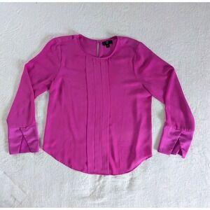 J. Crew 365 Fuchsia Long Sleeve Blouse Pin Tuck Women's‎ Sz Med Office Feminine